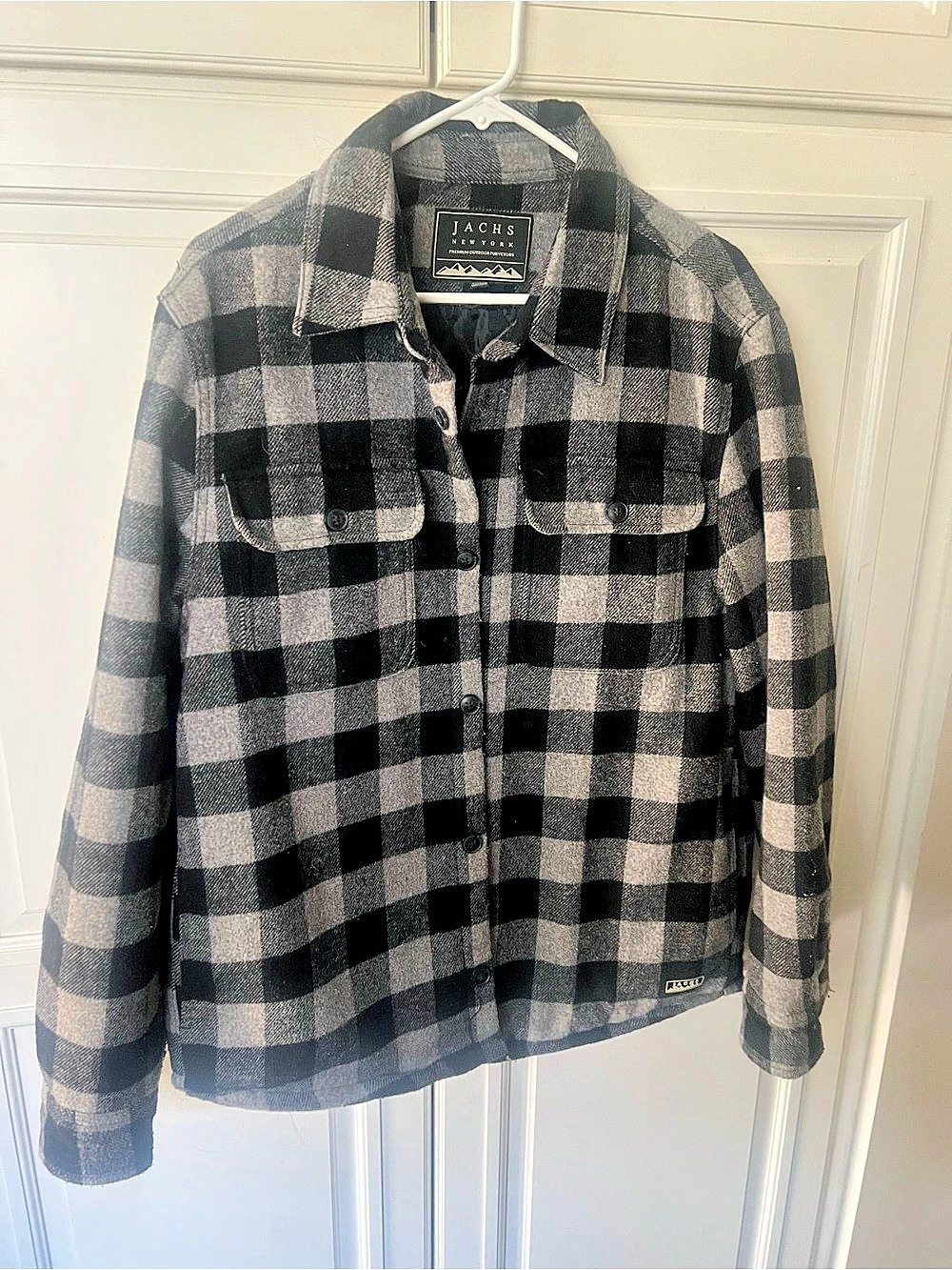 Jachs Men's Black & Gray Checkered Shirt Jacket Size Medium